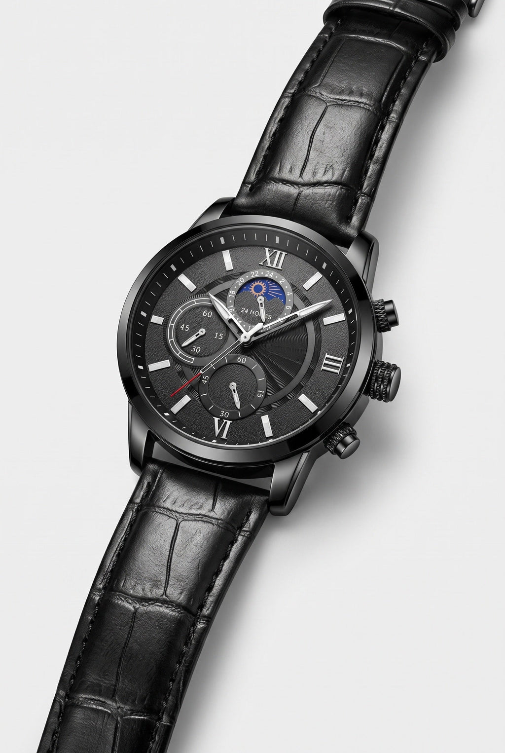 Chronograph Watch Rose Gold Brown Leather Strap Men's – Casual, Office, Gift, Everyday