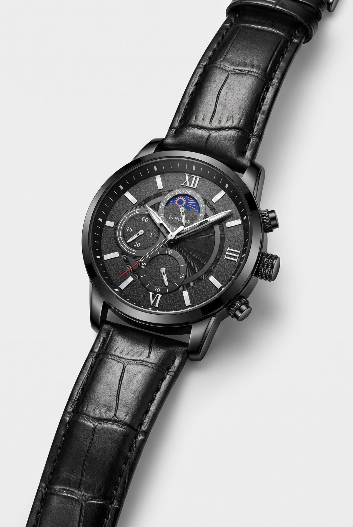 Chronograph Watch Rose Gold Brown Leather Strap Men's – Casual, Office, Gift, Everyday