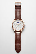 Chronograph Watch Rose Gold Brown Leather Strap Men's – Casual, Office, Gift, Everyday