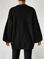 Chunky Knit Cardigan Black Open Front Women's – Casual, Office, Holiday, Layering Everyday Wear