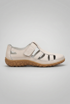 Closed-Toe Sandals White Leather Women's Cut-Out Slip-On – Casual, Everyday Comfort Walking