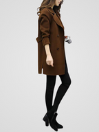 Coat Longline Double-Breasted Green Women's – Office, Casual, Winter Layering, Gift
