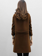 Coat Longline Double-Breasted Green Women's – Office, Casual, Winter Layering, Gift