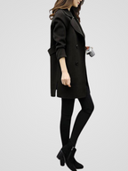 Coat Longline Double-Breasted Green Women's – Office, Casual, Winter Layering, Gift