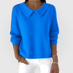 Collared Knit Jumper Green Women's Long Sleeve Pullover – Casual, Office · Werune