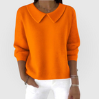 Collared Knit Jumper Green Women's Long Sleeve Pullover – Casual, Office · Werune