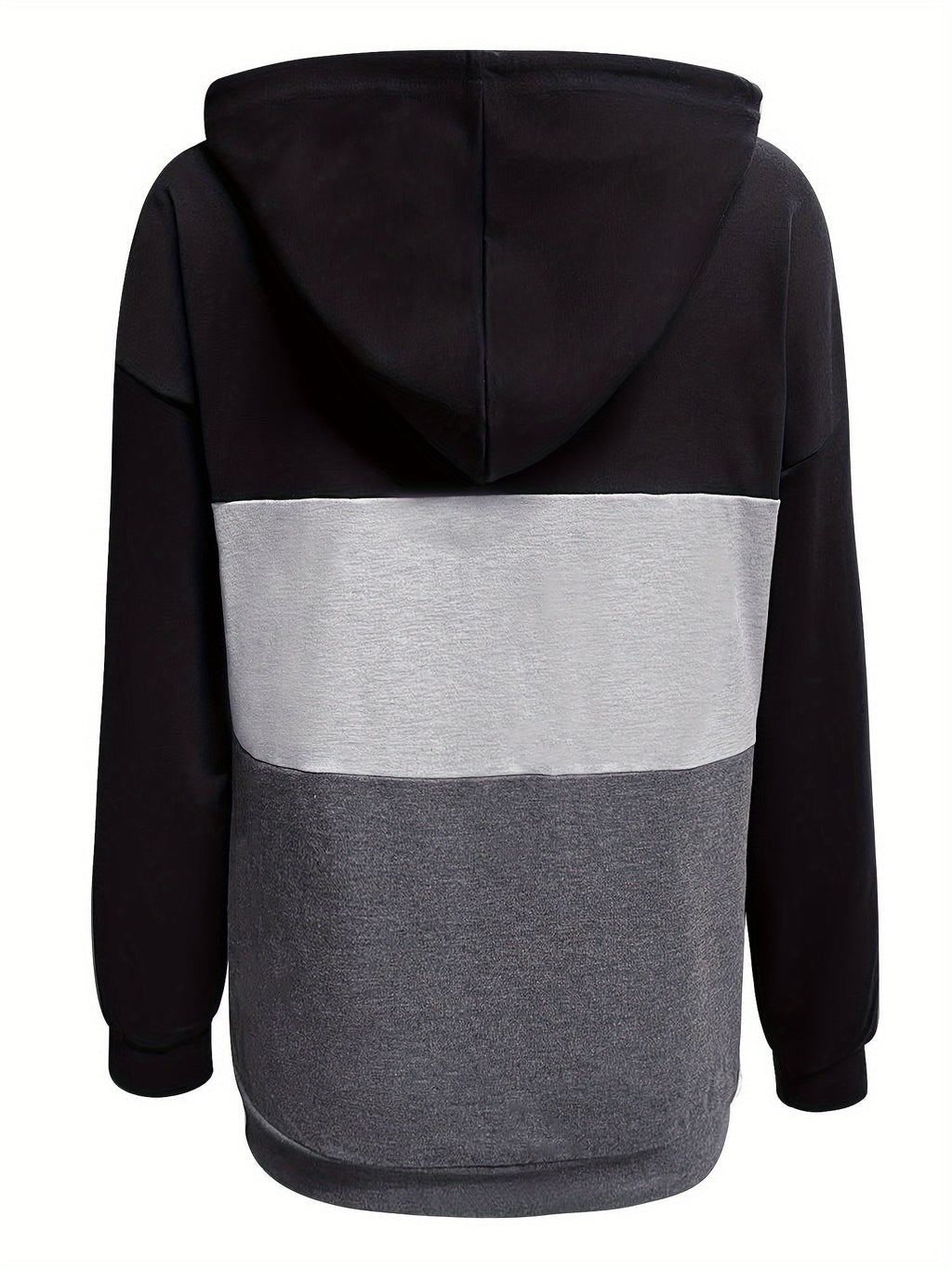 Colour Block Hoodie Women's Button-Neck Drawstring Sweatshirt with Pocket – Casual, Everyday Wear