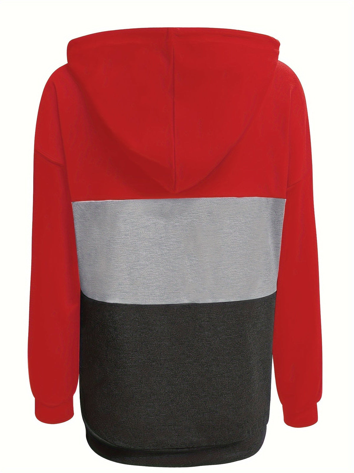 Colour Block Hoodie Women's Button-Neck Drawstring Sweatshirt with Pocket – Casual, Everyday Wear
