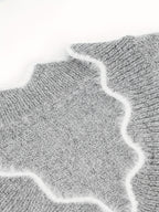 Colourblock Knit Jumper V-Neck Women's Grey Long Sleeve Pullover – Casual, Office, Holiday, Gift