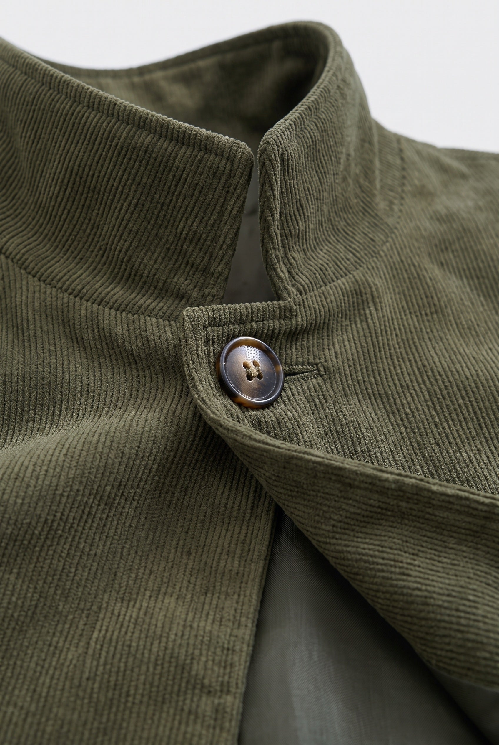 Corduroy Coat Green Men's Stand Collar Button-Up Jacket – Casual, Office, Holiday