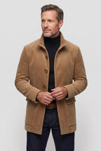 Corduroy Coat Green Men's Stand Collar Button-Up Jacket – Casual, Office, Holiday