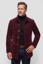 Corduroy Coat Green Men's Stand Collar Button-Up Jacket – Casual, Office, Holiday