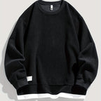 Corduroy Crewneck Sweatshirt Layered Ribbed Men's Dark Grey Pullover – Casual, Everyday