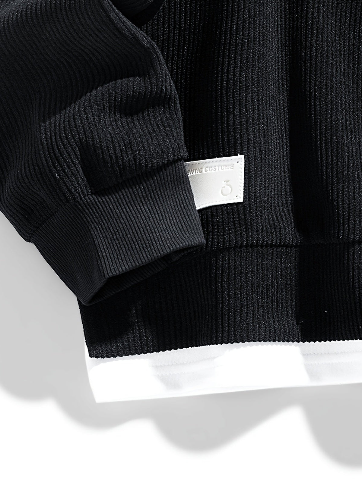 Corduroy Crewneck Sweatshirt Layered Ribbed Men's Dark Grey Pullover – Casual, Everyday