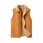 Corduroy Gilet Sherpa-Lined Fleece Brown Men's Body Warmer – Casual, Winter Outdoor