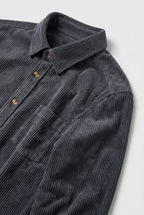 Corduroy Overshirt Charcoal Grey Men's Button-Down Shirt Jacket – Casual, Autumn Layering