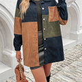 Corduroy Shacket Colour-Block Women's Longline Shirt Jacket – Casual, Autumn Layering, Office, Gift