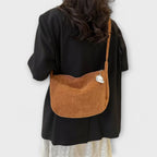 Corduroy Shoulder Bag Pink Women's Crossbody Hobo Bag with Adjustable Strap – Casual, Everyday, Gift