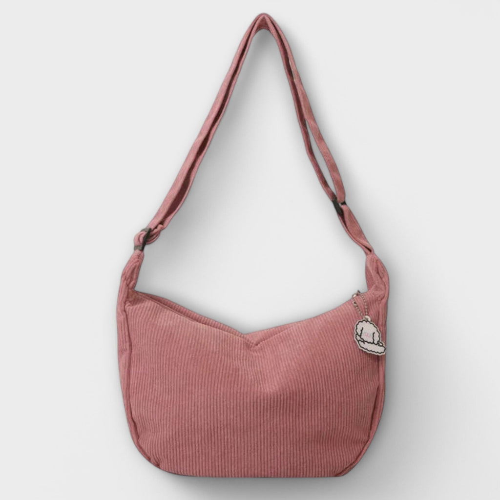 Corduroy Shoulder Bag Pink Women's Crossbody Hobo Bag with Adjustable Strap – Casual, Everyday, Gift