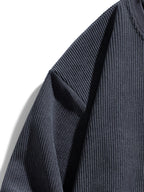Corduroy Sweatshirt Men's Layered Crewneck Dark Grey Ribbed Pullover – Casual, Everyday Wear