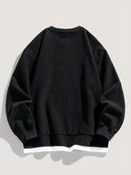 Corduroy Sweatshirt Men's Layered Crewneck Dark Grey Ribbed Pullover – Casual, Everyday Wear