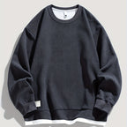 Corduroy Sweatshirt Men's Layered Crewneck Dark Grey Ribbed Pullover – Casual, Everyday Wear