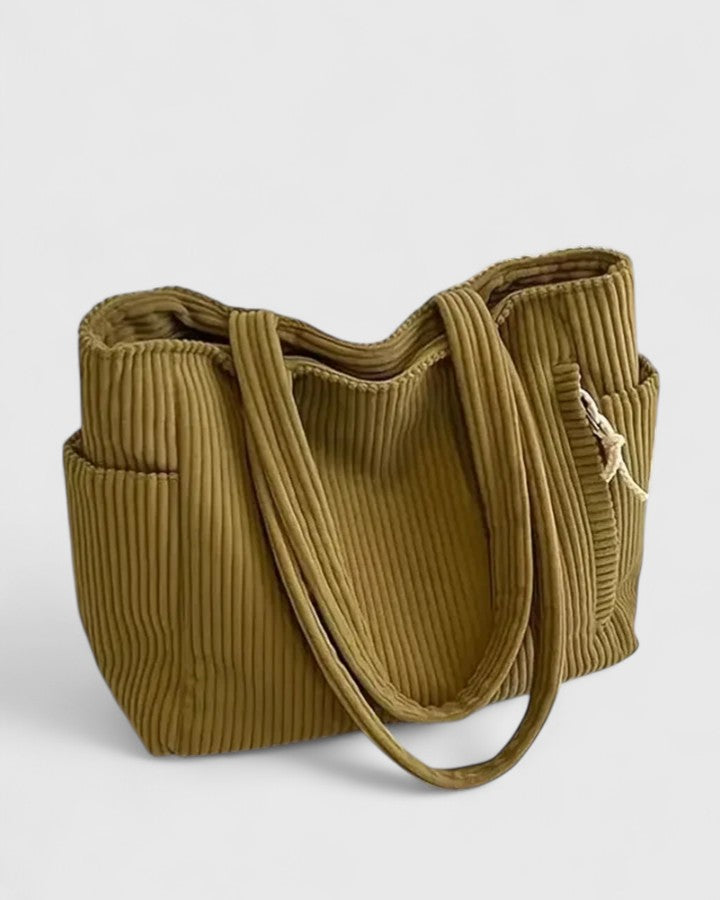 Corduroy Tote Bag Green Women's Handbag Shoulder Bag – Casual, Office, Everyday, Gift