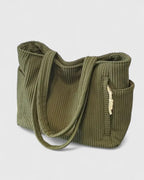 Corduroy Tote Bag Green Women's Handbag Shoulder Bag – Casual, Office, Everyday, Gift