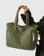 Corduroy Tote Bag Green Women's Handbag Shoulder Bag – Casual, Office, Everyday, Gift