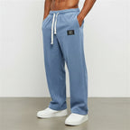 Corduroy Trousers Men's Green Drawstring Straight-Leg Sweatpants – Casual, Office