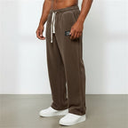Corduroy Trousers Men's Green Drawstring Straight-Leg Sweatpants – Casual, Office