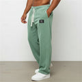 Corduroy Trousers Men's Green Drawstring Straight-Leg Sweatpants – Casual, Office