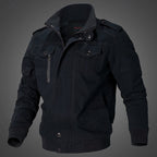 Cotton Field Jacket Men's Khaki Stand Collar Cargo Bomber – Casual, Office, Holiday, Gift