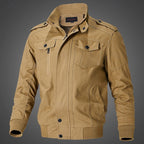 Cotton Field Jacket Men's Khaki Stand Collar Cargo Bomber – Casual, Office, Holiday, Gift