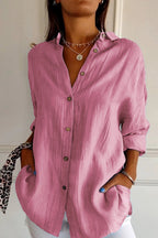 Cotton Shirt Light Blue Women's Button Up Long Sleeve – Casual, Office, Holiday · Werune