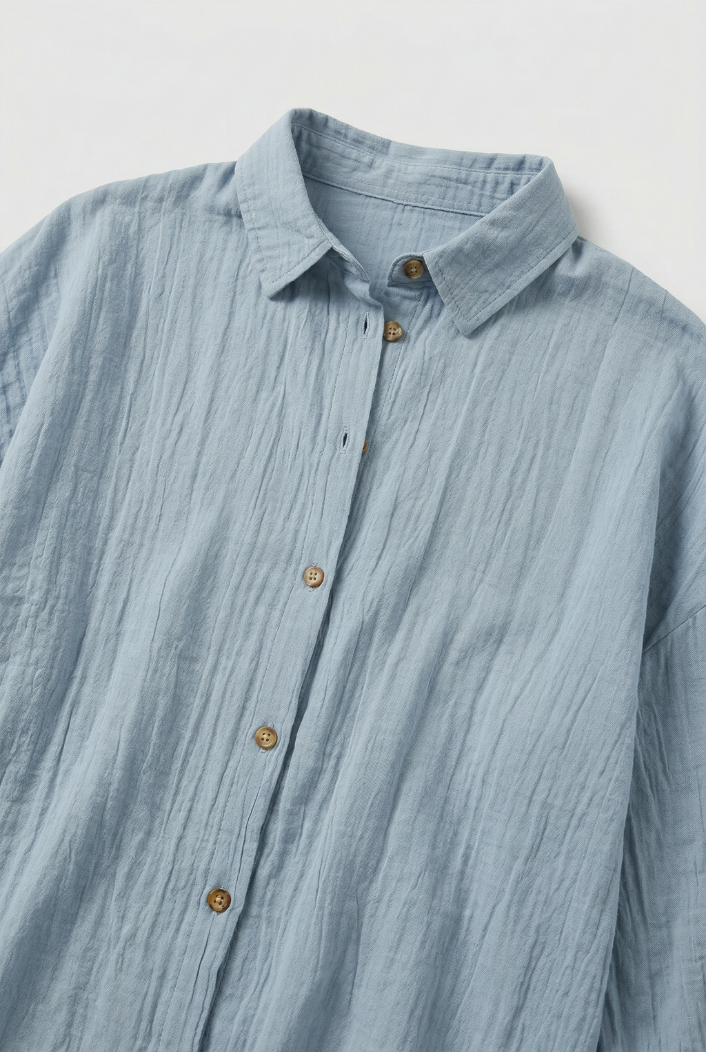 Cotton Shirt Light Blue Women's Button Up Long Sleeve – Casual, Office, Holiday · Werune