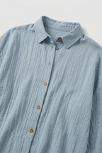 Cotton Shirt Light Blue Women's Button Up Long Sleeve – Casual, Office, Holiday · Werune