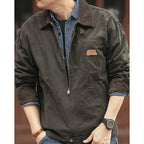 Cotton Utility Jacket Men's Corduroy Collar Khaki – Casual, Autumn, Workwear, Outdoor, Gift