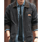 Cotton Utility Jacket Men's Corduroy Collar Khaki – Casual, Autumn, Workwear, Outdoor, Gift