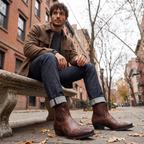 Cowboy Ankle Boots Leather Brown Men's Western Chelsea – Casual, Gift · Werune