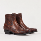 Cowboy Ankle Boots Leather Brown Men's Western Chelsea – Casual, Gift · Werune