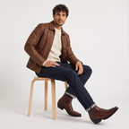 Cowboy Ankle Boots Leather Brown Men's Western Chelsea – Casual, Gift · Werune
