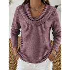 Cowl Neck Ribbed Knit Top Women's Long Sleeve Jumper – Casual, Office, Holiday, Gift