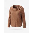 Cowl Neck Ribbed Knit Top Women's Long Sleeve Jumper – Casual, Office, Holiday, Gift