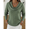 Cowl Neck Ribbed Knit Top Women's Long Sleeve Jumper – Casual, Office, Holiday, Gift