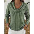 Cowl Neck Ribbed Knit Top Women's Long Sleeve Jumper – Casual, Office, Holiday, Gift