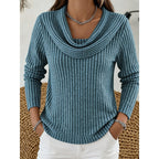 Cowl Neck Ribbed Knit Top Women's Long Sleeve Jumper – Casual, Office, Holiday, Gift