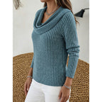 Cowl Neck Ribbed Knit Top Women's Long Sleeve Jumper – Casual, Office, Holiday, Gift