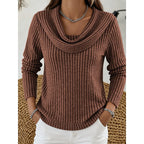 Cowl Neck Ribbed Knit Top Women's Long Sleeve Jumper – Casual, Office, Holiday, Gift