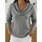 Cowl Neck Ribbed Knit Top Women's Long Sleeve Jumper – Casual, Office, Holiday, Gift
